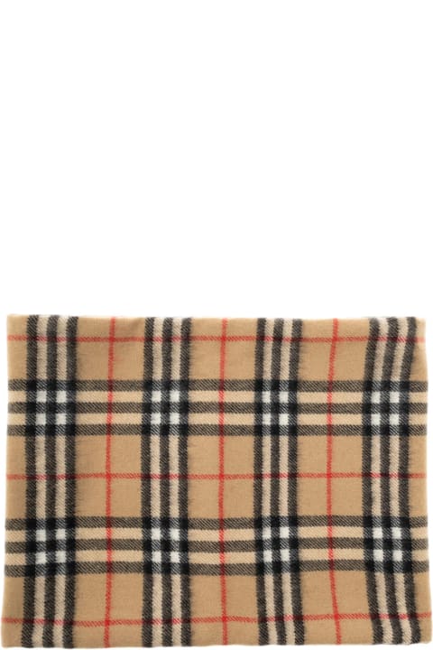 Beige Cashmere Scarf With Buttons Kids Burberry