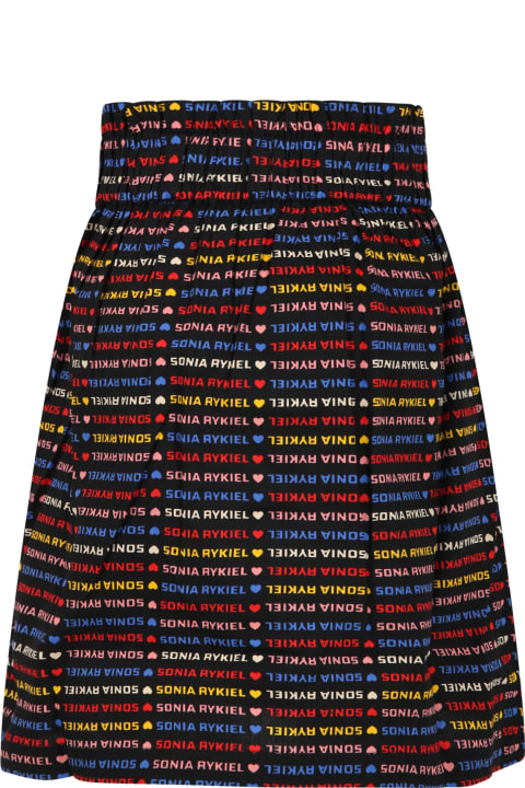 Multicolor Skirt For Girl With Hearts And Logo