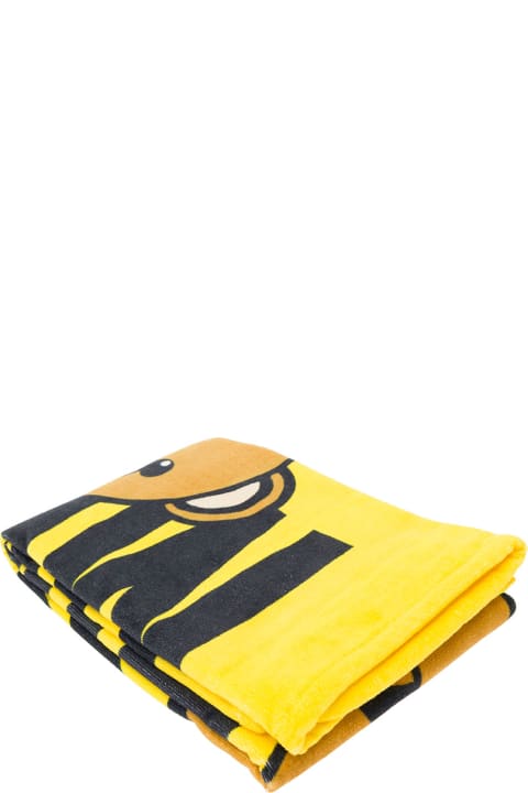 Moschino for Men Moschino Yellow Beach Towel With Teddy Bear Print In Cotton