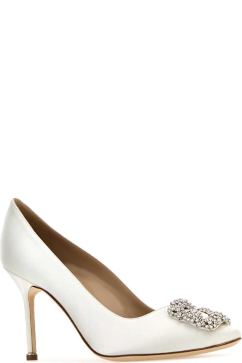 Homeware Manolo Blahnik White Satin Hangisi Pumps
