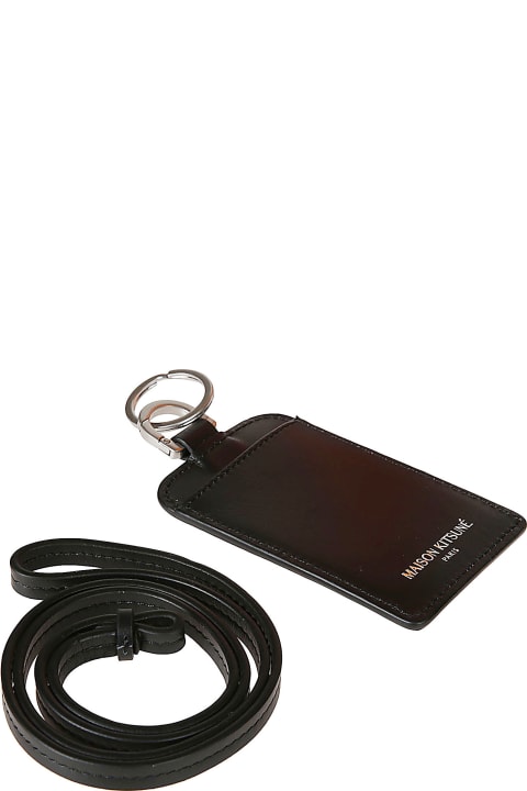 メンズ 財布 Maison Kitsuné Black Leather Card Holder