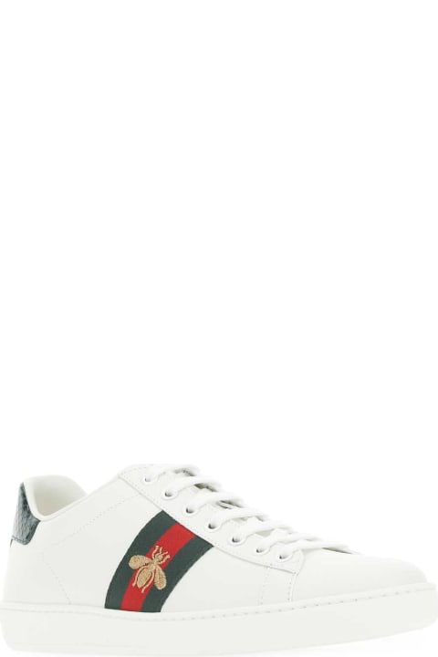 メンズ新着アイテム Gucci White Leather Ace Sneakers