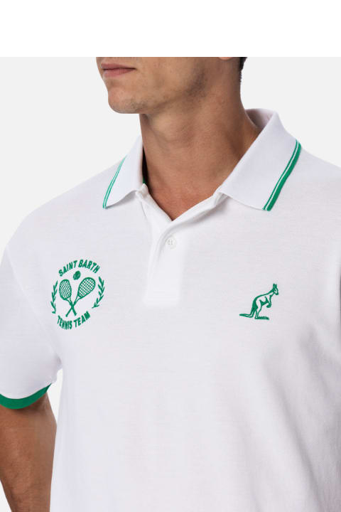 Homeware MC2 Saint Barth Man White Cotton Piquet Polo Shirt Beverly Hills | Australian Brand Special Edition