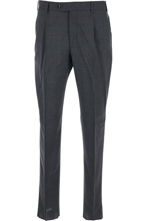 PT Torino for Kids PT Torino Grey Slim Fit Trousers With Belt Loops And Front Pleats In Wool Man