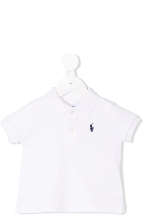 ベビーガールズ Polo Ralph LaurenのTシャツ＆ポロシャツ Polo Ralph Lauren White Polo With Logo In Cotton Baby