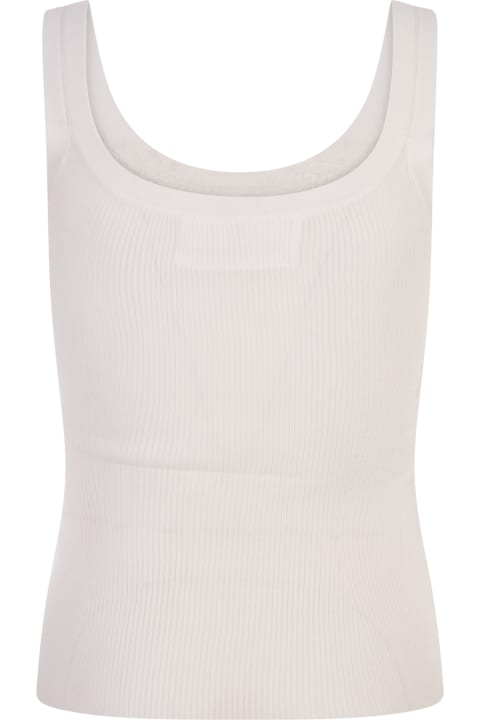 Ermanno Scervino Topwear for Women Ermanno Scervino White Ribbed Tank Top With Lace