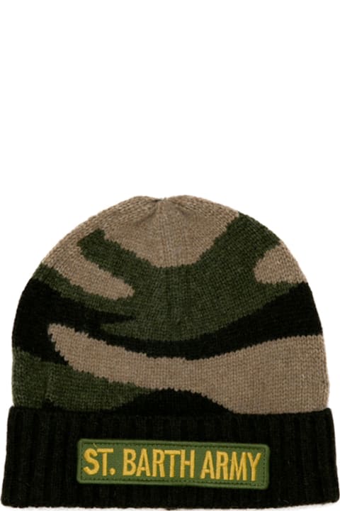 Hats for Women MC2 Saint Barth Blended Cashmere Hat With St. Barth Army Patch
