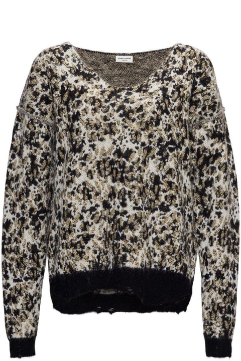 Fashion for Women Saint Laurent Leopard Print Knit Sweater