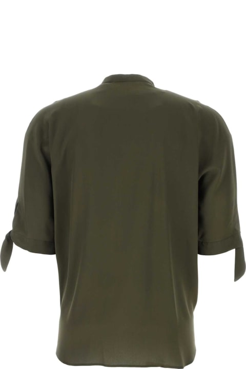 メンズ新着アイテム Saint Laurent Olive Green Crepe Shirt