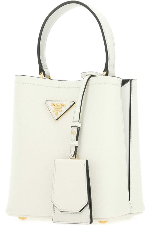 Prada Totes for Women Prada White Leather Small Panier Handbag