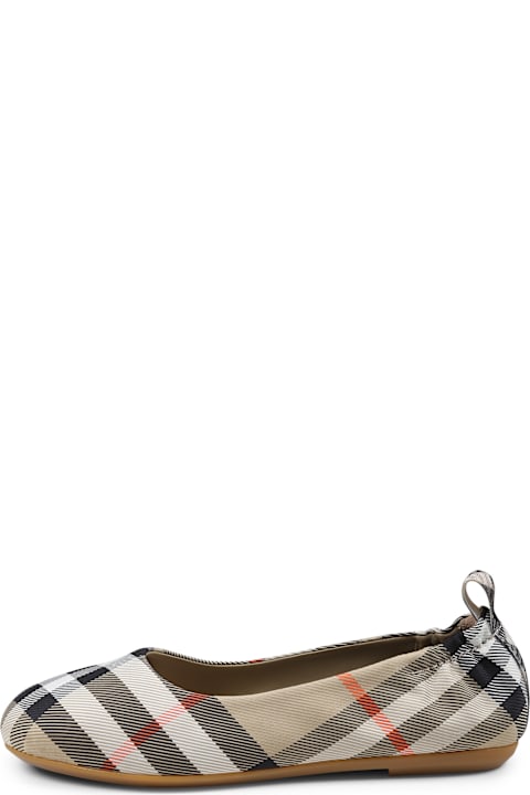 أدوات منزلية Burberry Beige Ballet Flats For Girl With Vintage Check