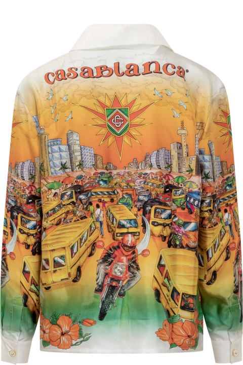 Casablanca Topwear for Women Casablanca Silk Shirt With Traffic Print