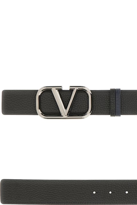 Belts for Men Valentino Garavani Black Leather Belt