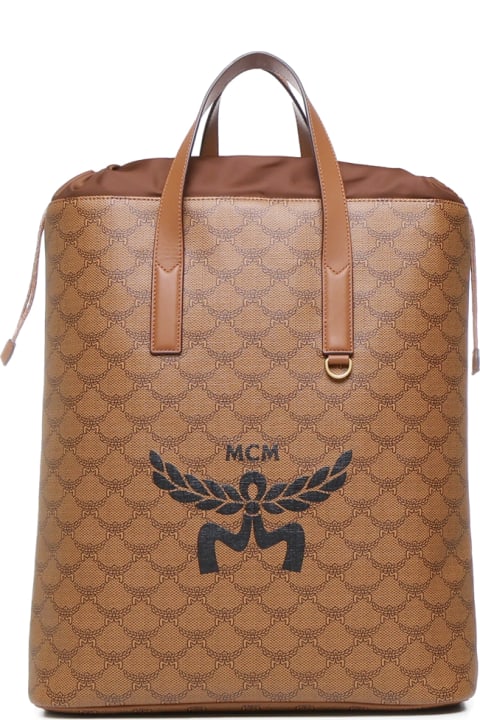 MCM Backpacks for Women MCM Himmel Lauretos Backpack With Drawstring Closure And Natural Nappa Leather Finishes