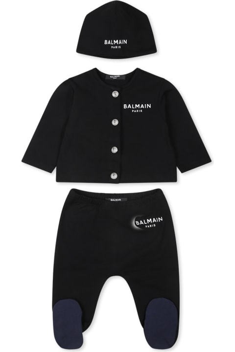 Balmain Bodysuits & Sets for Baby Boys Balmain Blue Birth Set For Baby Boy With Logo