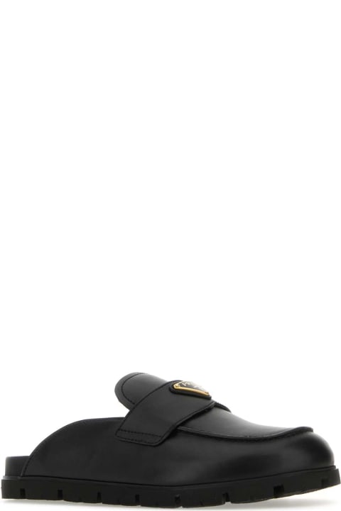 Shoes for Women Prada Black Leather Slippers