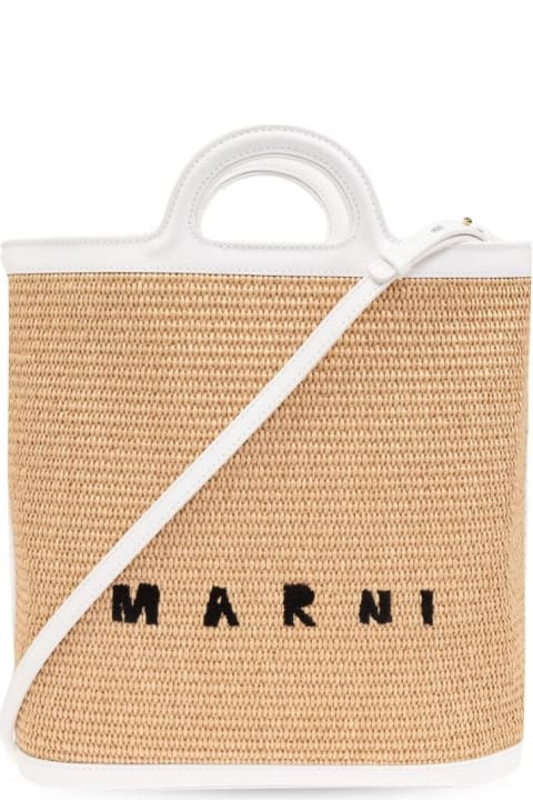 Marni Bags for Women Marni Tropicalia Summer Bag In White Leather And Natural Raffia