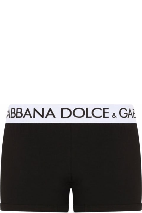 Black Cotton Boxer With Logo Print Dolce & Gabbana Man