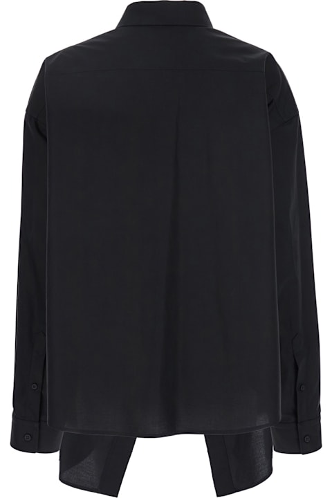 Homeware Balenciaga Black Shirt With Pointed Collar And Front Slit In Cotton Woman