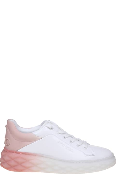 Jimmy Choo Shoes for Women Jimmy Choo Diamond Maxi Sneakers In White And Pink Leather
