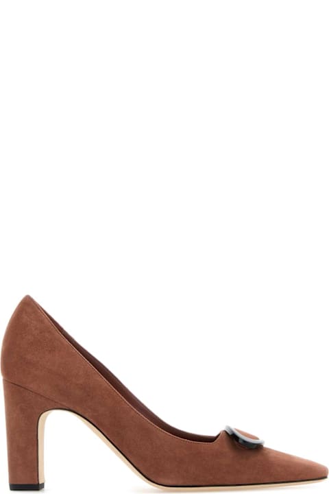 Manolo Blahnik لـ Kids Manolo Blahnik Dark Pink Suede Fenixhi Pumps