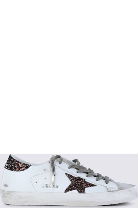 Golden Goose White And Brown Leather Super Star Sneakers