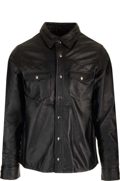 Giorgio Brato Coats & Jackets for Men Giorgio Brato Black Leather 'texas' Shirt