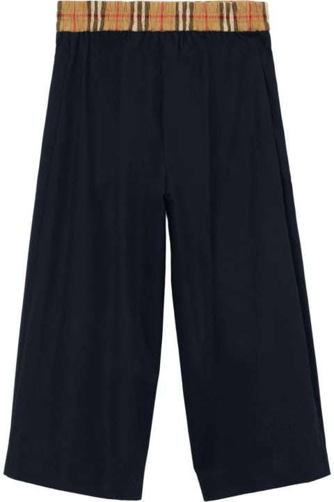 Burberry Bottoms for Girls Burberry Navy Blue Cotton Trousers