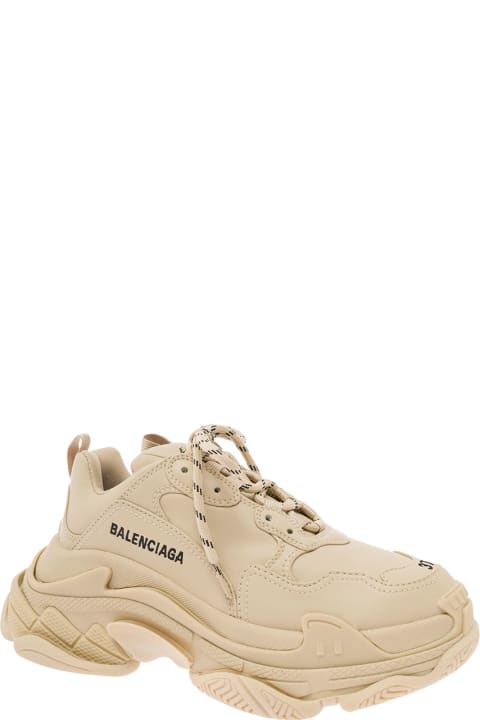 'triple S' Beige Low Top Sneakes With Logo In Double Foam And Mesh Woman