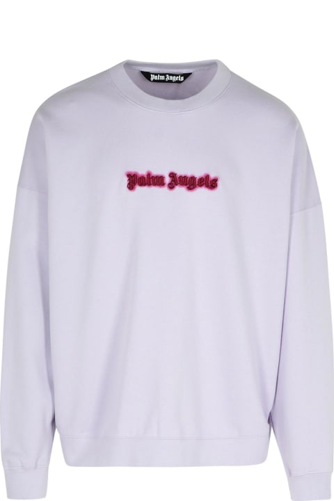 Palm Angels Sweaters for Men Palm Angels 'neon' Lilac Cotton Sweatshirt