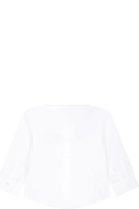 Topwear for Baby Girls Balmain White Shirt For Baby Boy With Logo