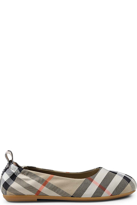 أدوات منزلية Burberry Beige Ballet Flats For Girl With Vintage Check