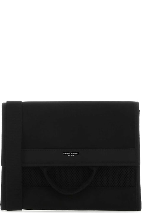 メンズ ショルダーバッグ Saint Laurent Black Nylon City Shoulder Bag