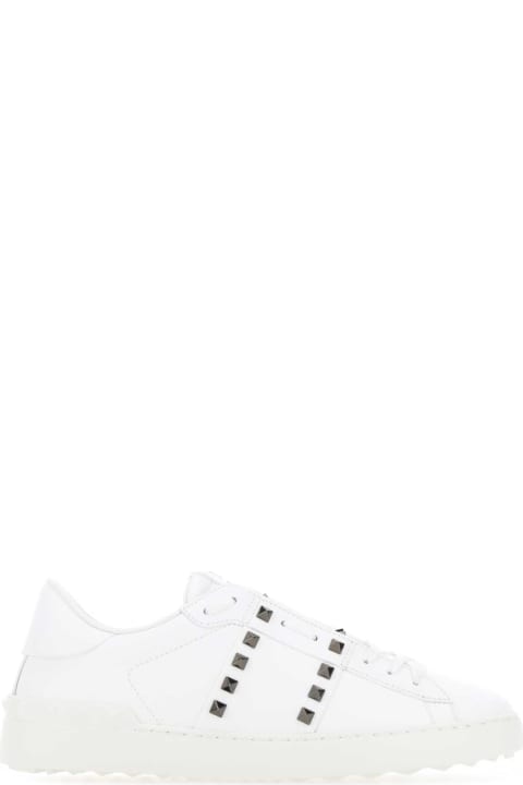 Shoes Sale for Men Valentino Garavani White Leather Rockstud Untitled Sneakers