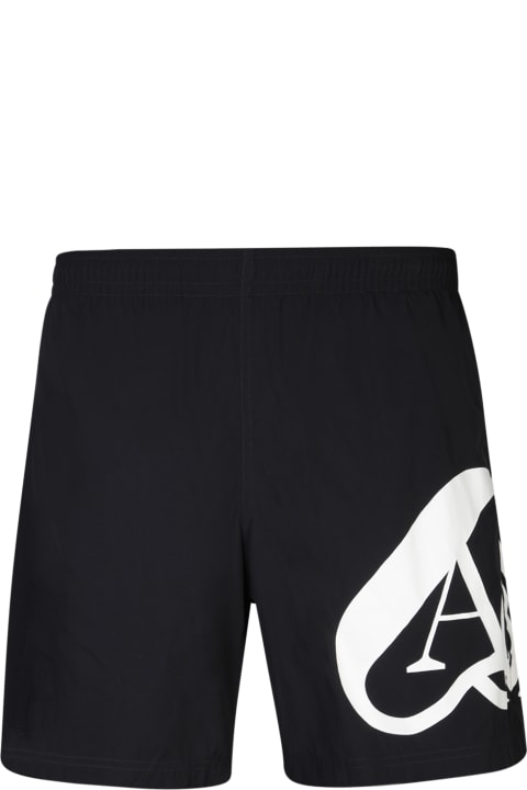 ウィメンズ 水着 Alexander McQueen Seal-printed Elasticated-waist Swim Shorts