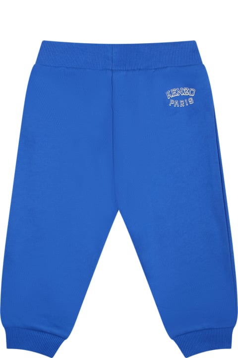 Kenzo Kids Kenzo Kids Blue Trousers For Baby Boy With Iconic Tiger
