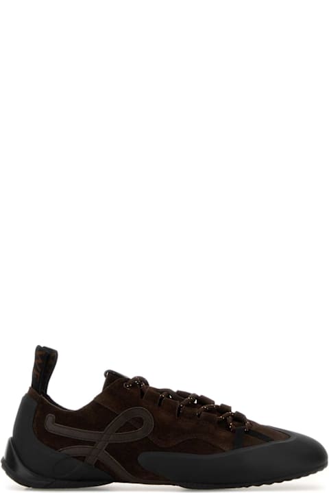 Loewe Brown Suede Grip Sneakers