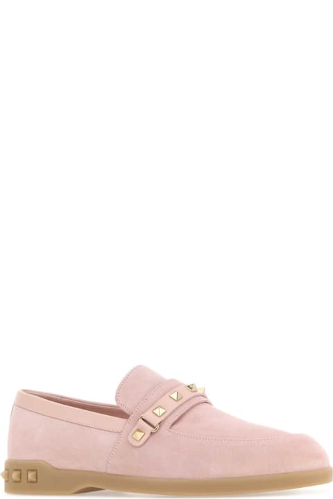 Valentino Garavani Shoes for Women Valentino Garavani Pastel Pink Suede Leisure Flows Loafers