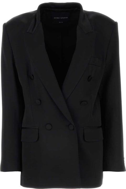 Hebe Studio Coats & Jackets for Women Hebe Studio Black Satin Gabrielle Blazer