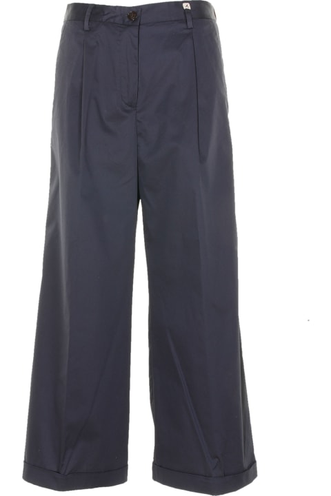 Wide Blue High-waisted Trousers