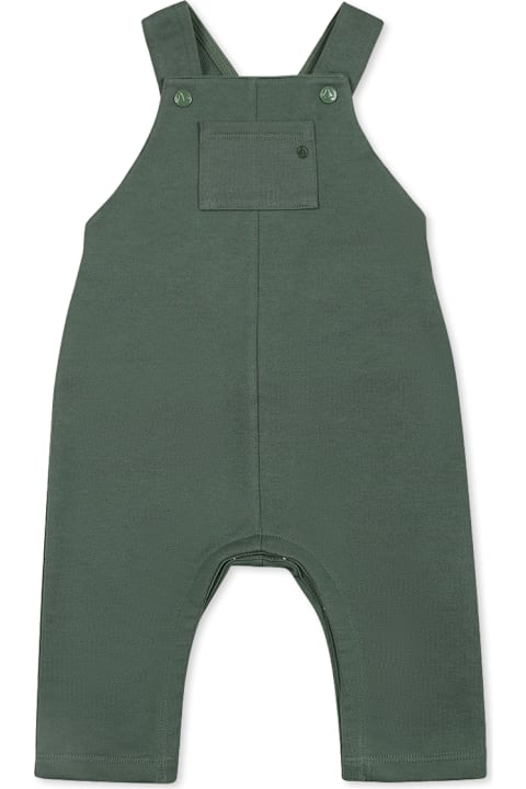 Petit Bateau Coats & Jackets for Baby Girls Petit Bateau Green Dungarees For Baby Boy With Logo