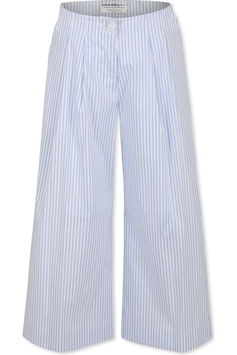 Homeware Philosophy di Lorenzo Serafini Kids Light Blue Trousers For Girl With Logo