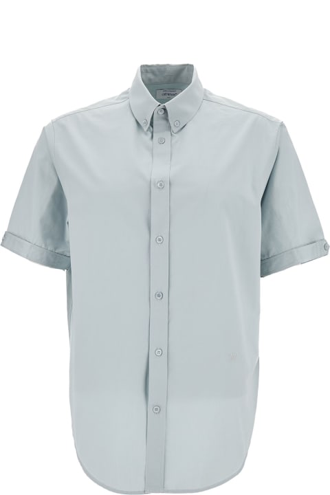 Off-White Shirts for Men Off-White Light Blue Short Sleeve Shirt With Button-down Collar In Cotton Man
