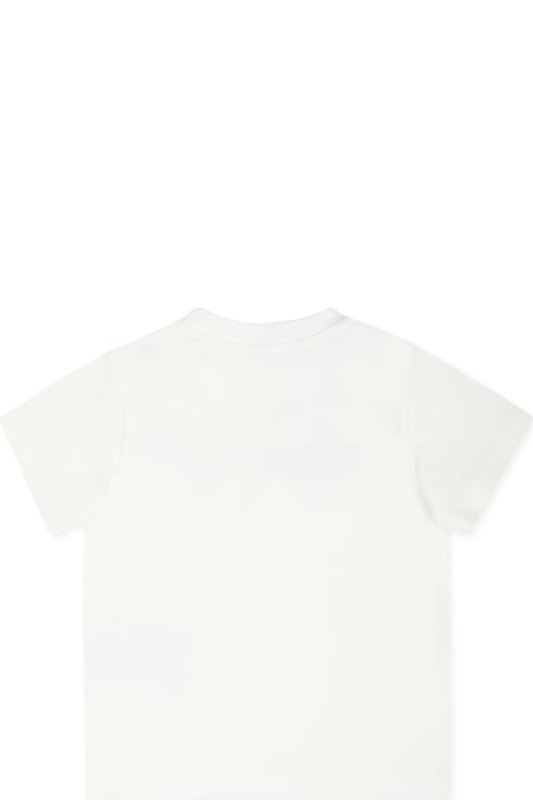 Moncler Clothing for Baby Girls Moncler White T-shirt For Babykids With Logo