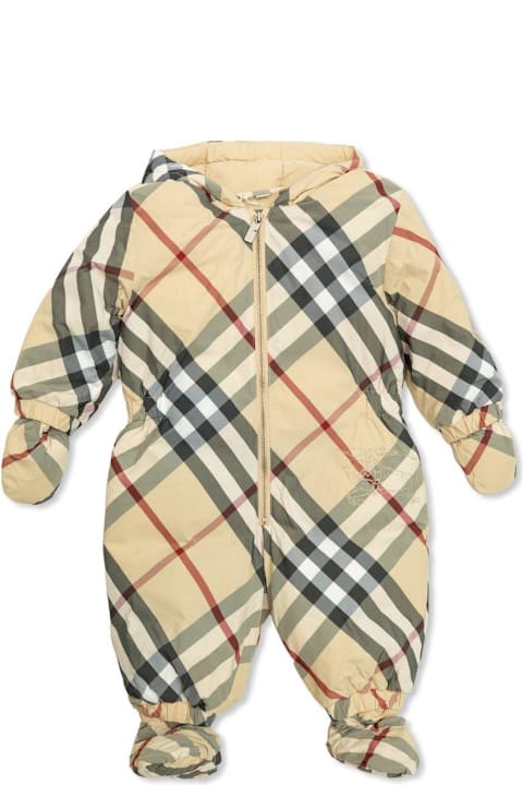 Burberry أطقم وبودي سوت لـ رُضع أولاد Burberry Checked Down Overalls