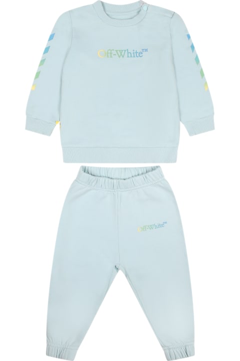 Light Blue Outfit For Baby Boy With Logo
