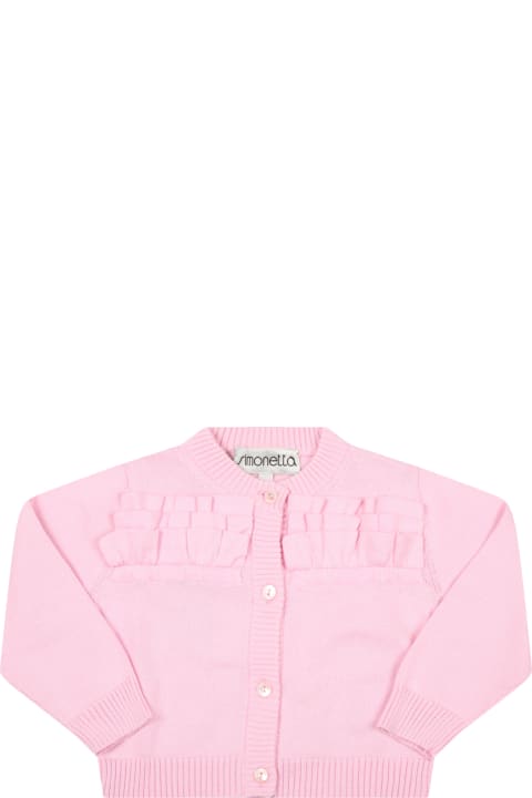 Simonetta Sweaters & Sweatshirts for Baby Girls Simonetta Pink Cardigan For Baby Girl