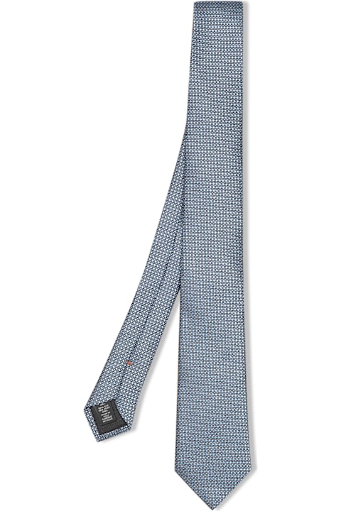 Zegna for Men Zegna Silk Tie In Blue Micro Pattern