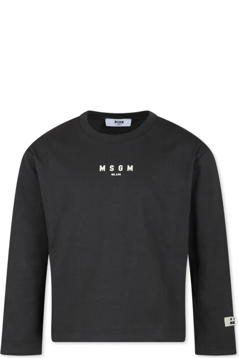 MSGM T-Shirts & Polo Shirts for Boys MSGM Black T-shirt For Kids With Logo