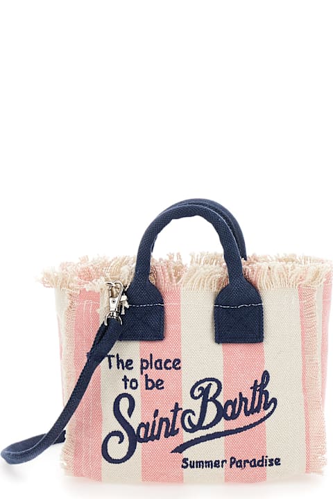 MC2 Saint Barth لـ Kids MC2 Saint Barth 'vanity Mini' Multicolor Handbag With Adjustable And Removable Shoulder Strap And All-over Striped Motif In Cotton Girl